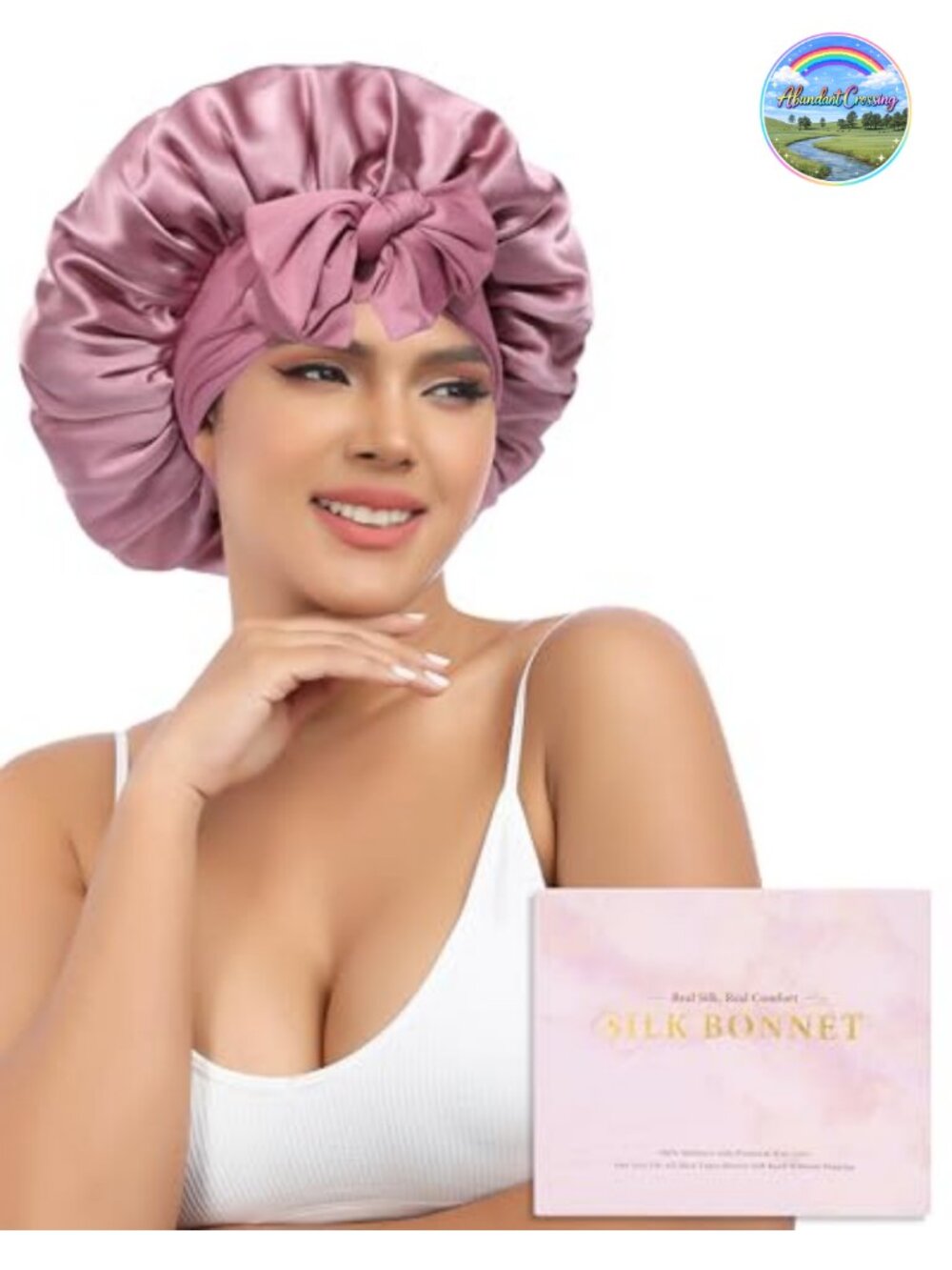 100% Mulberry Silk Sleep Bonnet for Women Adjustable Hair Wrap